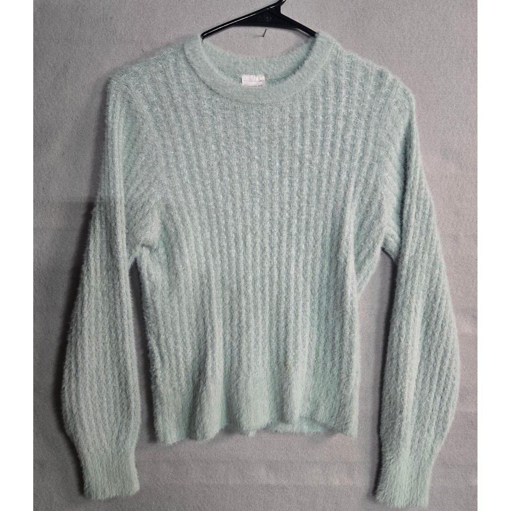 Abercrombie Kids Fuzzy Knit Sweater Mint Green Size 13/14 Soft Cozy
